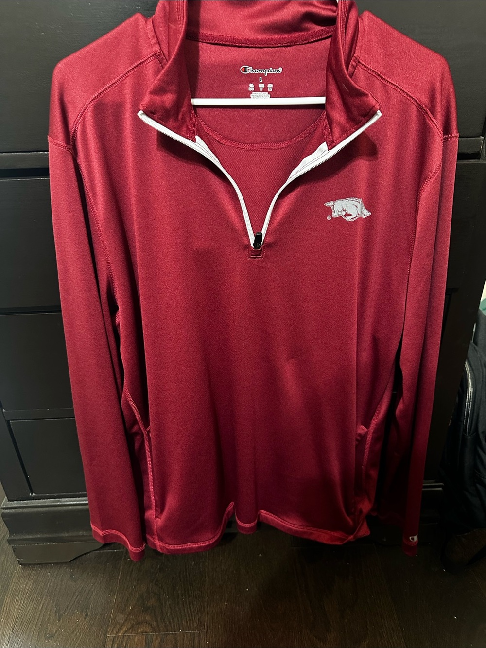 Champion “Razorback” Burgundy Quarter-Zip Pullover with White Trim